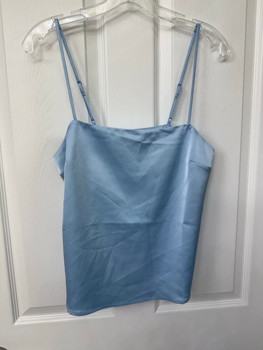 Susana Monaco satin blue top small/medium NEW $138 retail